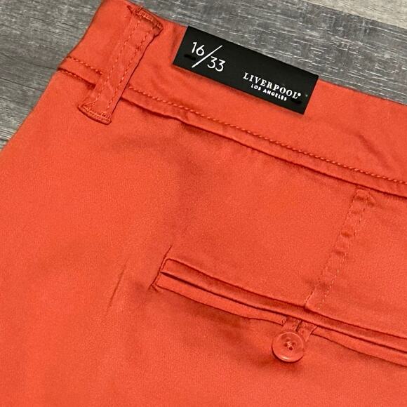 Liverpool Los Angeles Johnny Chino Short NEW Women 16/33 (37X3.5) Orange Stretch - Picture 7 of 8